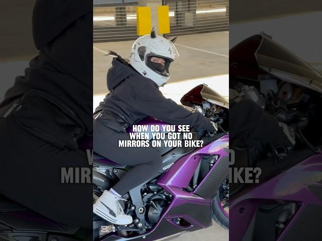 Literally 🫣 still best to learn this! Even if u got mirrors. #motogirl #bikelife #bikergirl