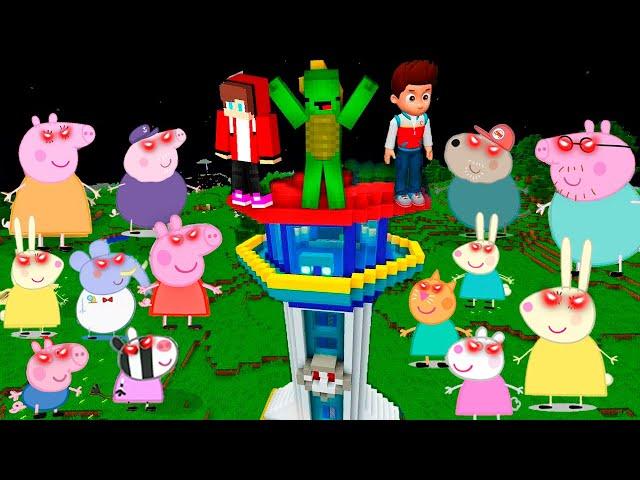 Scary All Peppa Pig family EXE vs Paw Patrol House jj and mikey in Minecraft - Maizen