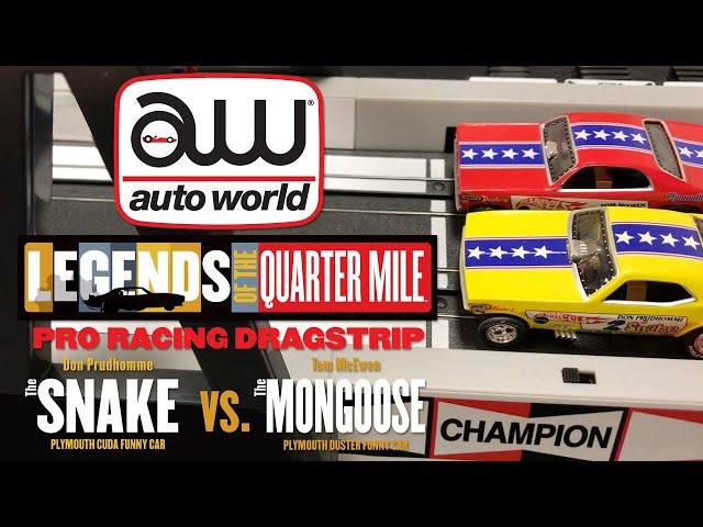 Auto World - Snake vs. Mongoose 13' Slot Car Pro Racing Dragstrip