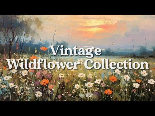 Art Screensaver for TV • Vintage Wildflower Painting Slideshow  • No Sound • 3 Hours