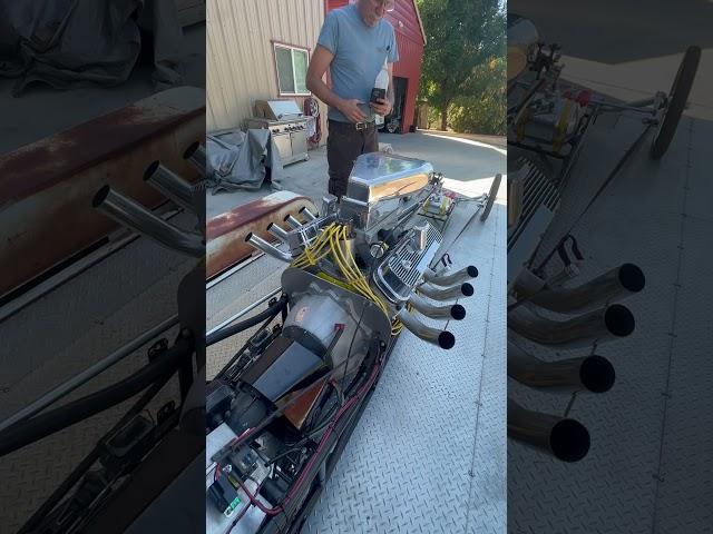 Finally getting the Front Engine Dragster fired up. Making some test passes soon! Thanks Ken!