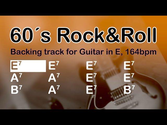 60´s Rock & Roll, backing track for Guitar, classic 12 bar blues chords, E major, 164bpm. Enjoy!