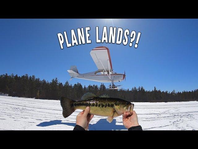 Plane Almost Crashes Into Our Ice Fishing Setup - Snowmobile Races On Track - Craziest Fishing Day!