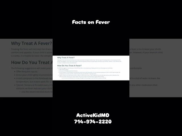 Facts on Fever- how to help parents help a sick child