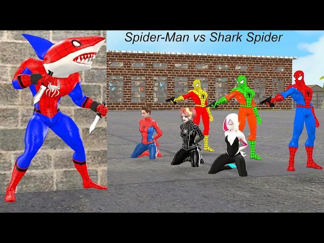 Siêu nhân nhện️Challenge rescue Spider Man from family joker spider vs shark spider Siren superman