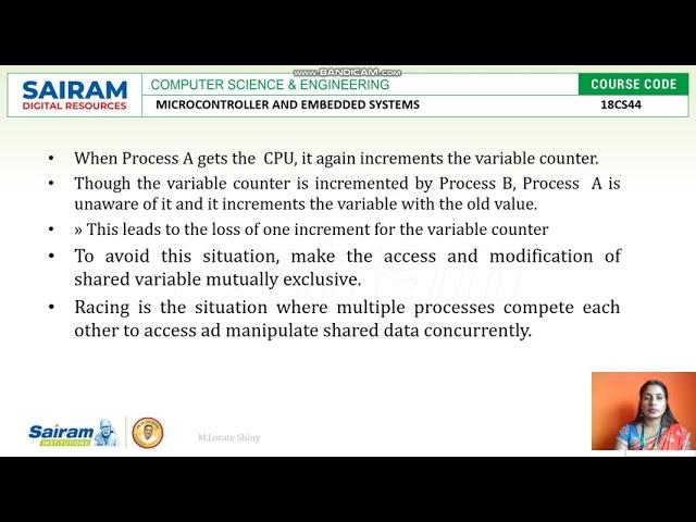 Lecture Video_18CS44_MCES_Module 5_Task synchronization issues – Racing and Deadlock_Lorate Shiny