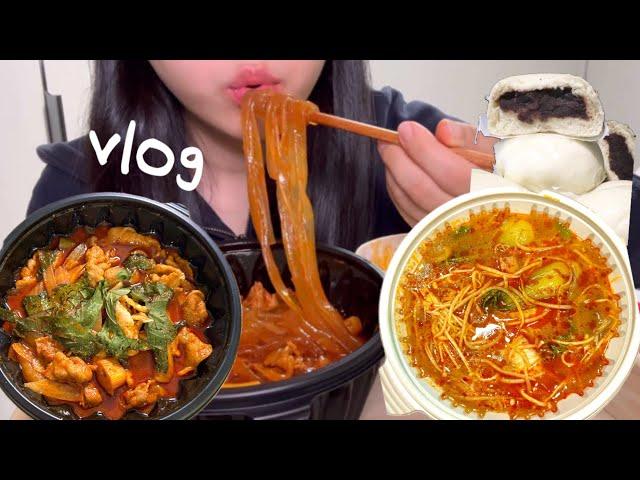 [먹방🫡 vlog] 드디어 우리 동네에도..살빼조님 두루치기 대체 어떤 맛일까⁉(고기듬뿍 두루치기+당면,마라탕, 찐빵)