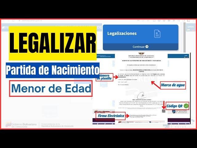 LEGALIZAR PARTIDA DE NACIMIENTO para Menores de Edad NUEVA PAGINA #SAREN