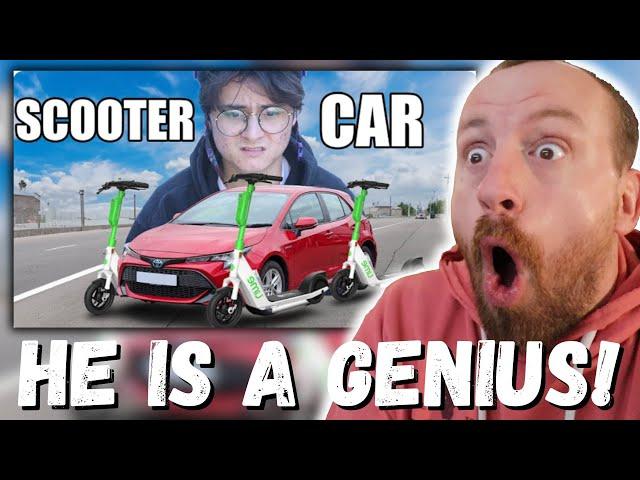 HE IS A GENIUS!!! Michael Reeves I Built a Car out of Scooters (REACTION!!!)