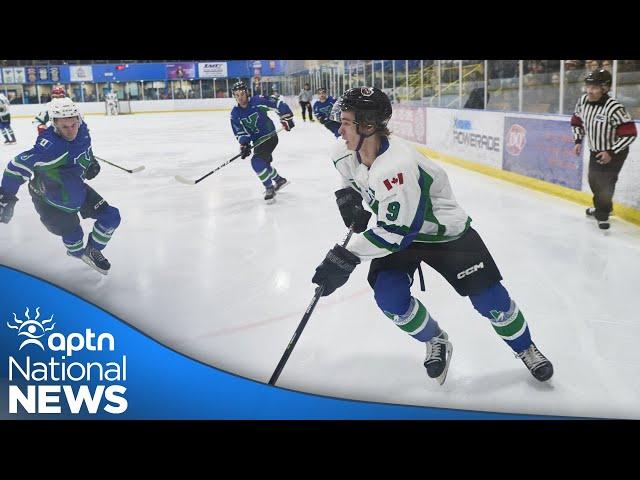 Trondek Hwëch'in player getting ready for puck to drop at World Juniors | APTN News