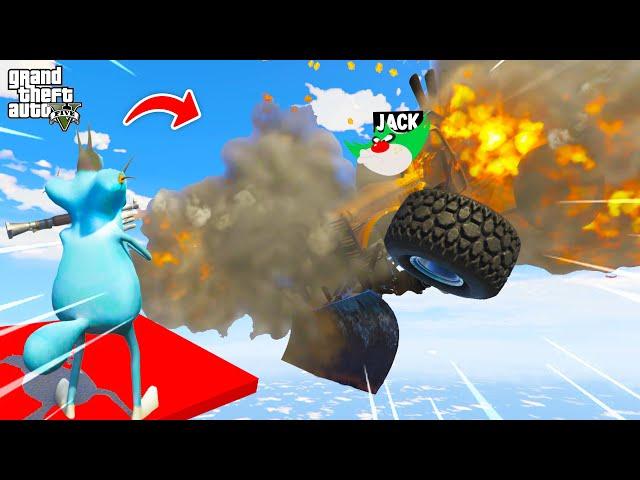 OGGY FLYING JACK IN RPG VS JUMPING CAR CHALLENGE (GTA 5 Funny Moments)