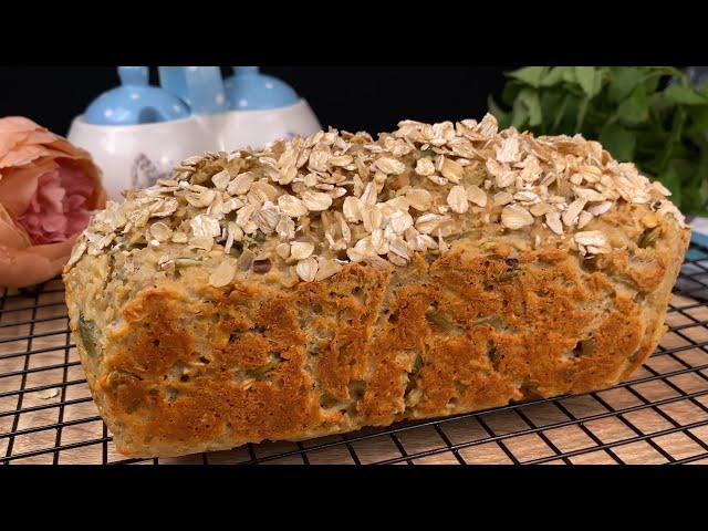 Recipe simplest oatmeal bread without yeast, flour. Everything you need for healthy breakfast!