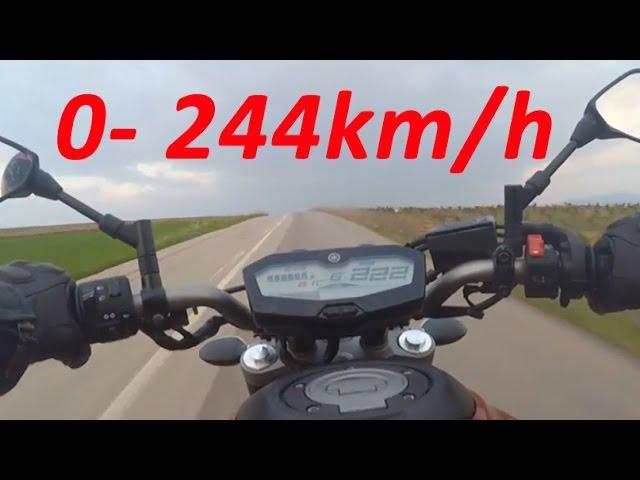 Yamaha MT-07 or FZ-07 - Acceleration 0-244km/h & Startup & Exhaust Sound & Burnout & Wheelie