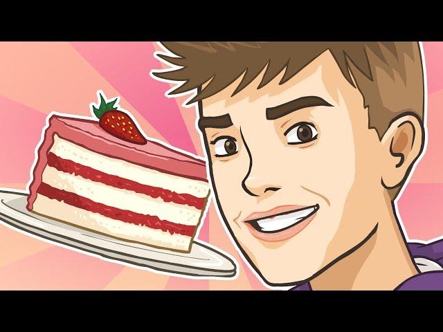 Justin Bieber eats a piece of Delicious Cake