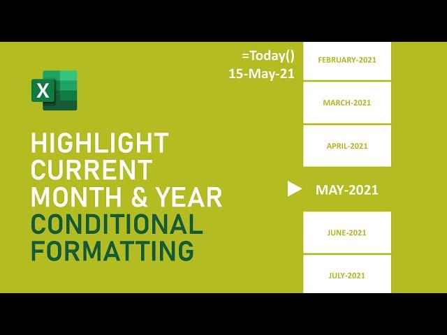 Conditional Formatting: Highlight Cells Containing Current Month & Year | Microsoft Excel Tutorial