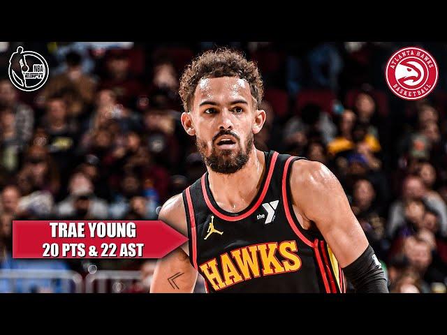 TRAE YOUNG 20-20 GAME  Records 20 PTS & 22 AST in win vs. Cavs | NBA on ESPN