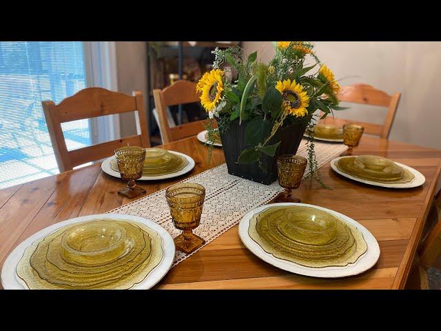 Vintage Tablescape using 1930’s Depression Glass- Decorate with Me