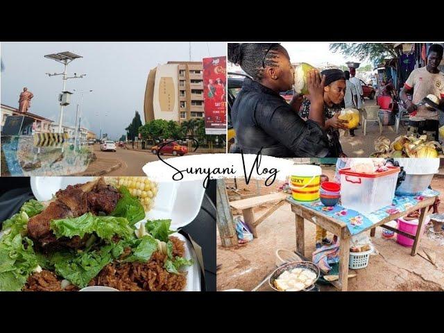 Let's Eat Ghana's most popular street foods in Sunyani Bono Region| Jollof, teabread, fried yam, etc