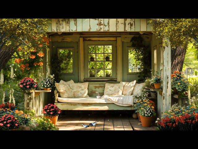 Cozy 4K Porch Space With Birdsong, Wind Chimes and Lake Wave Sounds For Relaxation