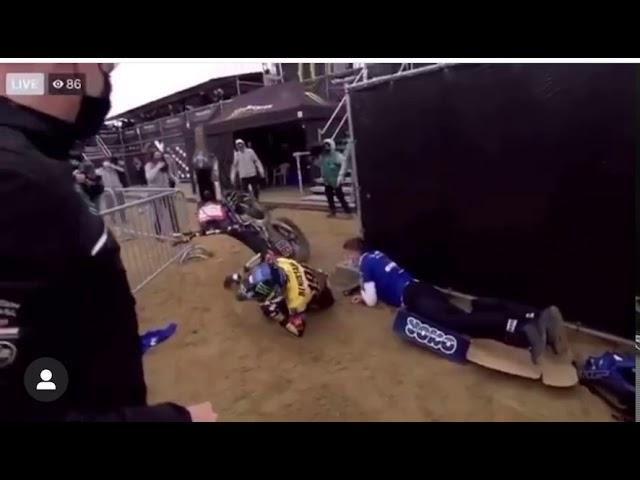 Thibault Benistant wheelie and crash  at Lommel