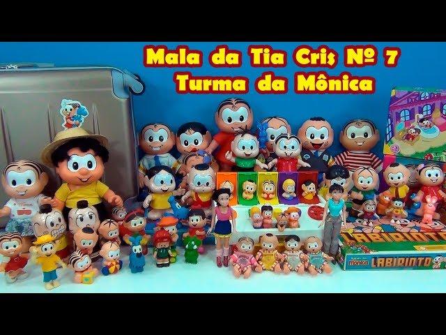 Turma da Mônica na mala de brinquedos 7! Mônica, Magali, Cascão e Cebolinha! #tiacriskids #brincar