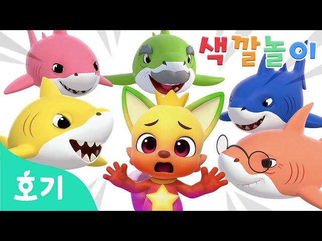 으악 도망쳐! 알록달록 상어가족과 색깔놀이 | 호기와 색깔놀이 | 달리기, 아기상어 | 색깔 배우기 | 호기! 핑크퐁 - 놀면서 배워요