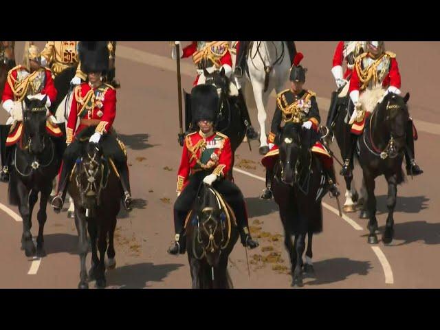 Prince Charles, Prince William and Princess Anne leave Buckingham Palace on horseback | AFP