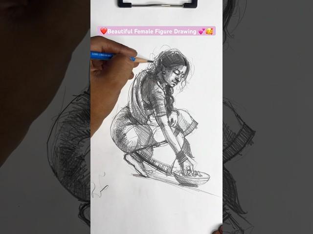 How to Draw Quick Female Figure with Shading Step by Step !! ️#art #sketch #female #figure #yt