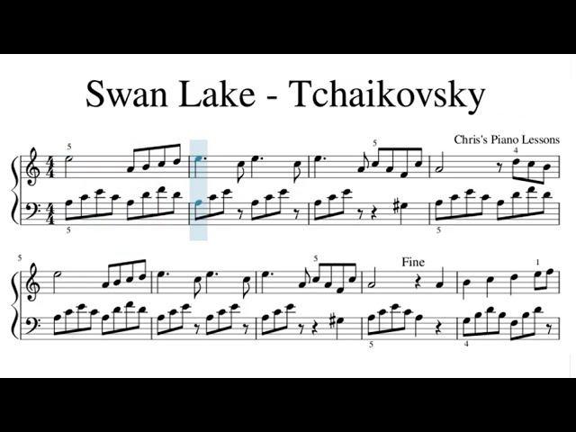 Swan Lake - Easy Piano Sheet Music (Tchaikovsky)