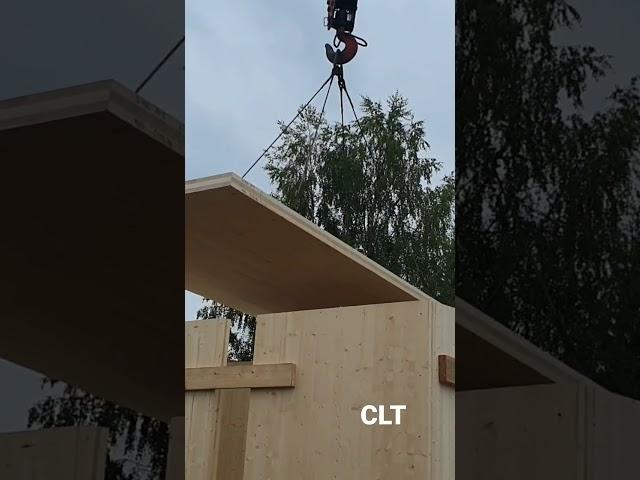Сборка дома из CLT панелей.#клееныйбрус #деревянныйдом