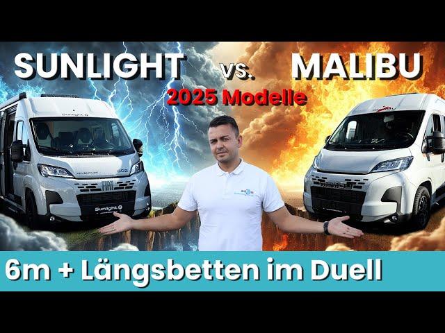 Sunlight 602 vs. Malibu 600 LE Kastenwagen: 6m + Längsbetten – welcher ist besser?