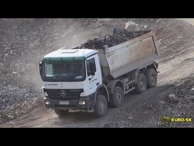 Mercedes Benz Actros dump truck - driving at the quarry