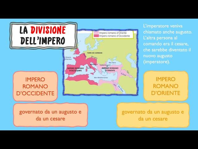 I problemi dell'impero e la divisione: l'impero romano d'Occidente e l'impero romano d'Oriente