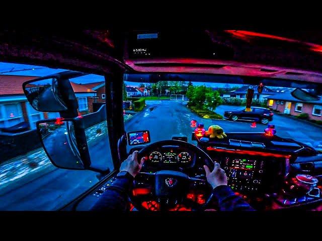 ASMR  POV Truck Driving Scania R500 | Denmark Local Trip, Morning Drive | 4k HD |