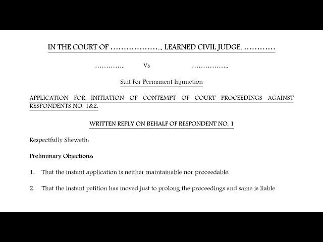 Written reply of application for contempt of court # Sample legal drafts # legal drafting #drafting
