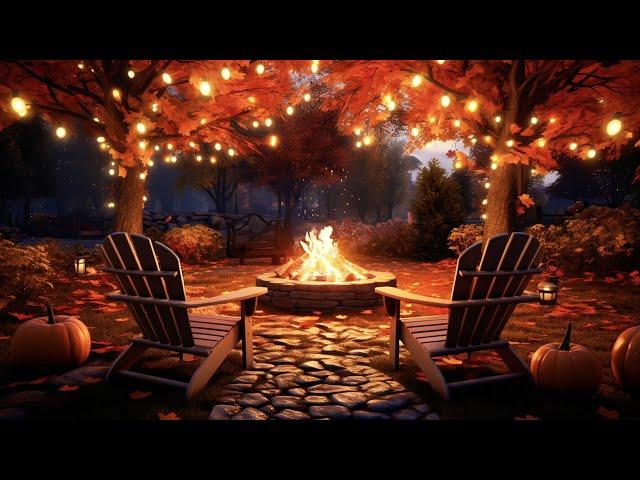 Cozy Autumn Fall Ambience - Halloween Ambience - Fireplace sounds 8h