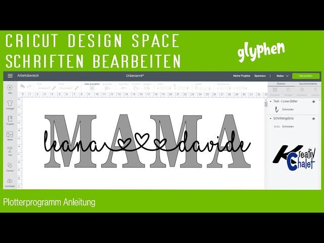 Cricut Design Space zusammenhängende Schrift mit Glyphen verwenden