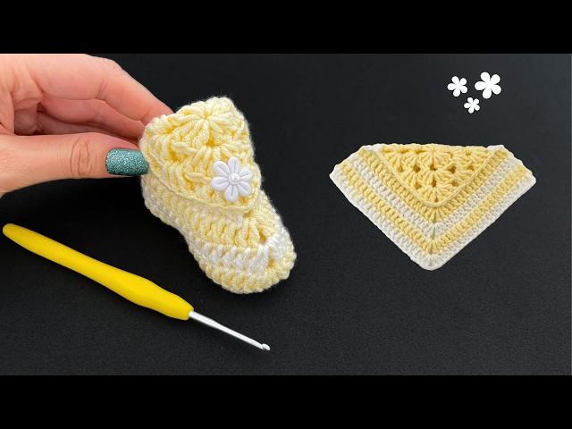 WOW! NEW EASY CROCHET SHOE MODEL WITH SQUARE