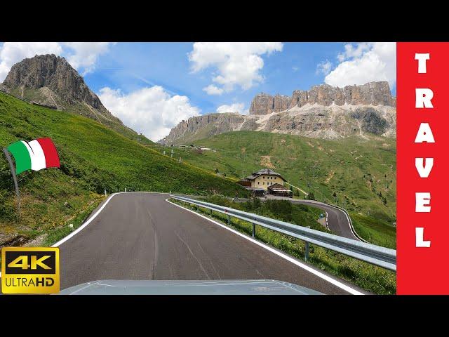 Driving in Italy 7: Pordoi Pass (From Canazei to Arabba) 4K 60fps