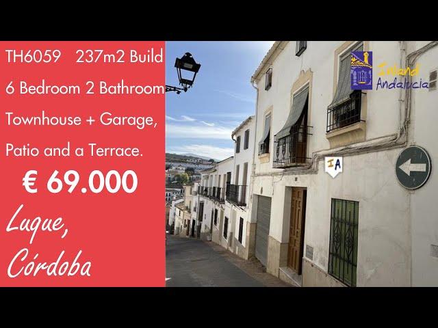 69K, 6 Bed 2 Bath 237m2 Build Townhouse + Garage Property for sale in Spain inland Andalucia TH6059