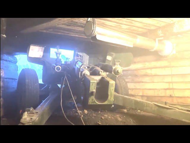 Use of the Russian MT-12 Rapier cannon in Ukraine from an underground shelter