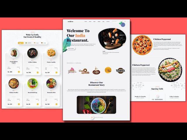 Complete Responsive Food website using HTML, CSS, Bootstrap and JavaScript