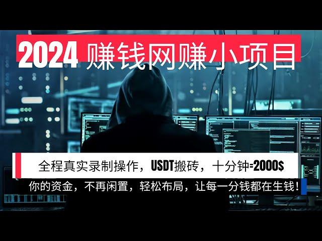 2024赚钱网赚项目，让你的资金不再闲置，轻松布局，让每一分钱都在生钱，真实操作全程录制，零成本操作USDT搬砖，一部手机或一台电脑十分钟稳赚2000$（做灰产的东叔）