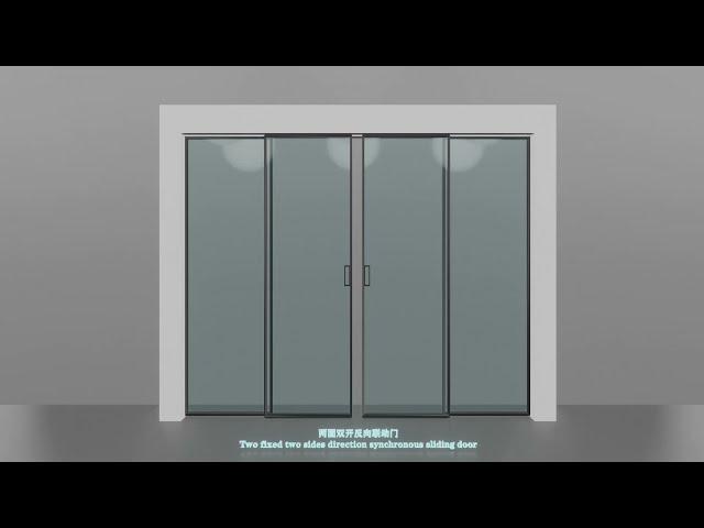 Synchronous Slim Frame Sliding Glass Door With Soft Closing