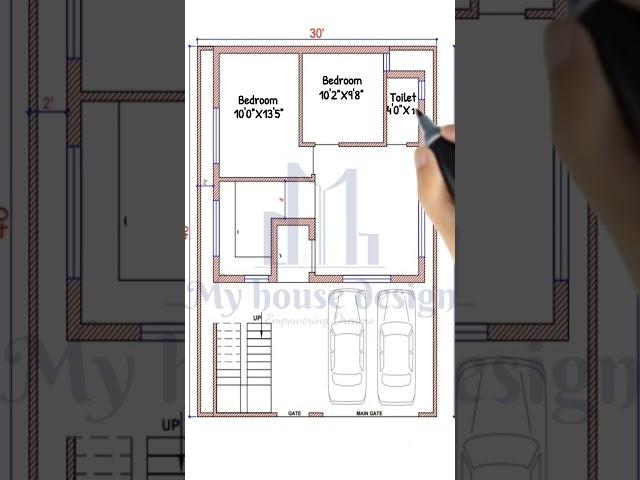 30×40 Ground Floor plan with car parking, east facing, 30 by 40 home plan, #myhousedesign #viral