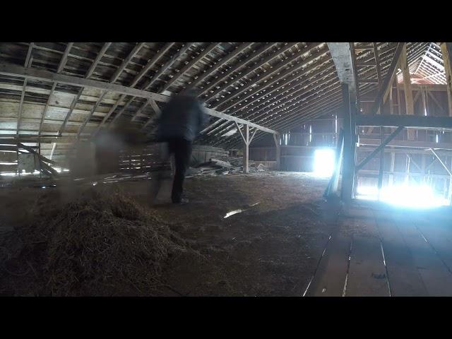 Timber frame barn restoration loft clean up.  You won't believe the difference! barn renovation