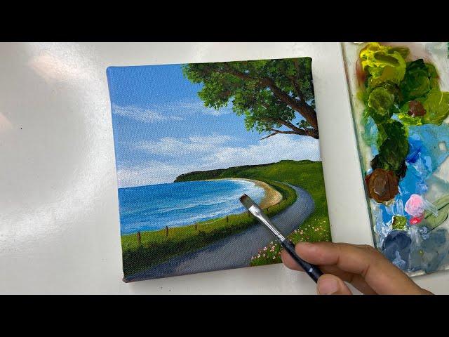 Pathway to the ocean/ Acrylic painting tutorial for beginners