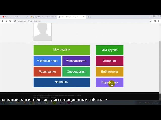 Дистанционное обучение в ВГУЭС | Личный кабинет ВГУЭС (cabinet.vvsu.ru)
