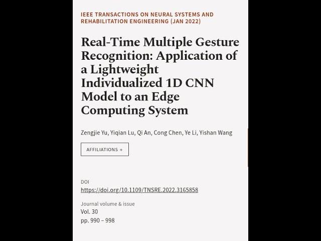 Real-Time Multiple Gesture Recognition: Application of a Lightweight Individualized 1... | RTCL.TV