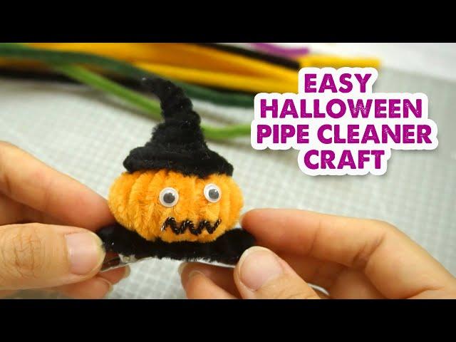 Easy Halloween Craft Ideas from Pipe Cleaner | How to make Pipe cleaner Pumpkin Hairclip